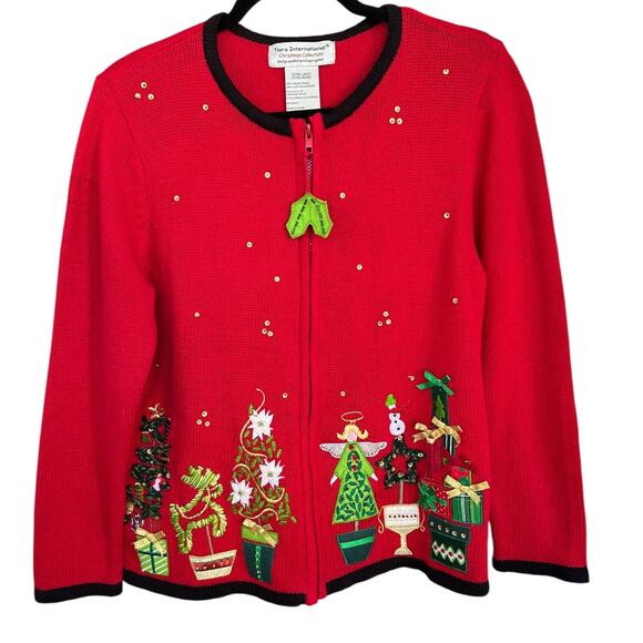 Tiara International Women's Vintage Christmas Tree + Presents Sweater Size XL - Picture 1 of 5